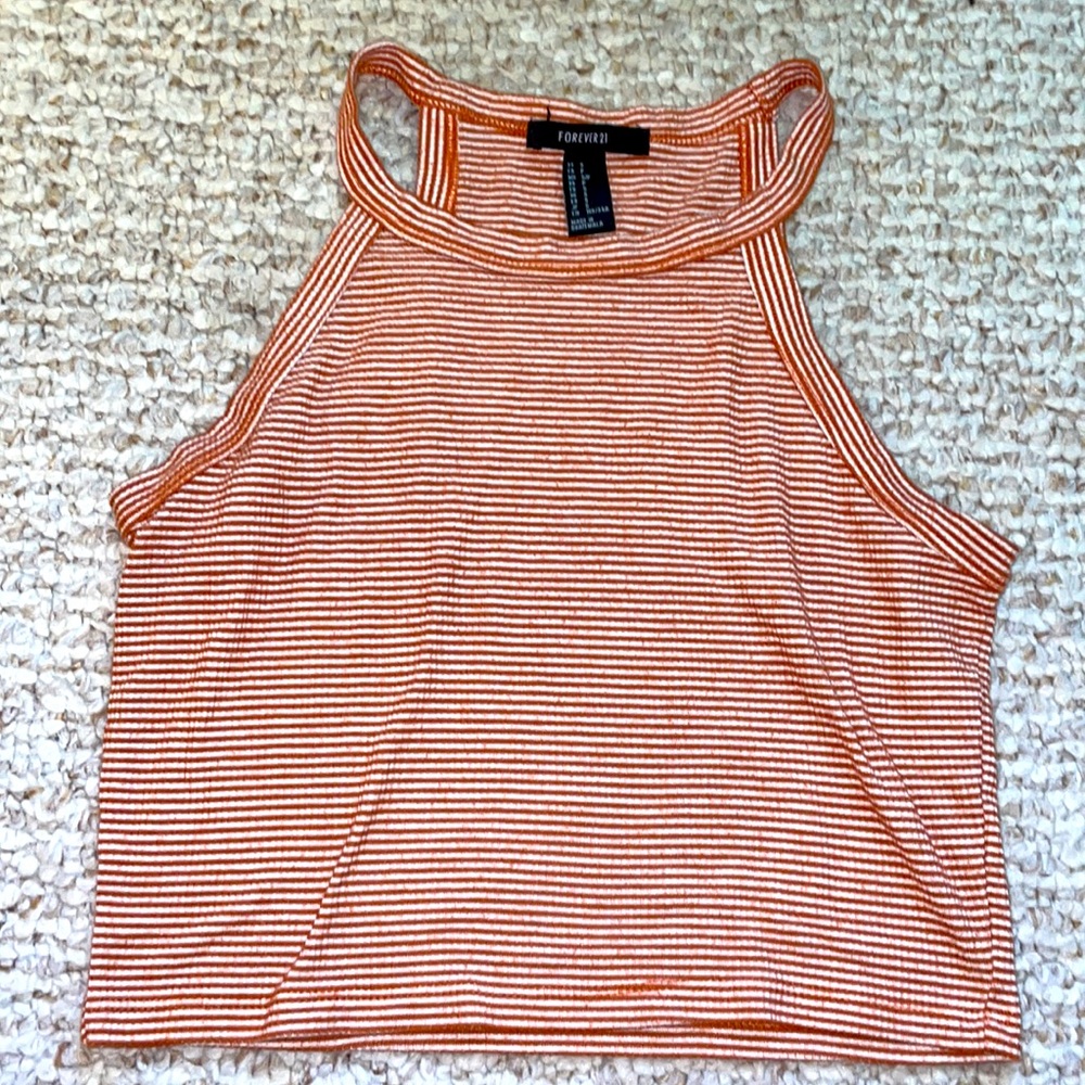 Orange Striped Forever 21 Halter Top